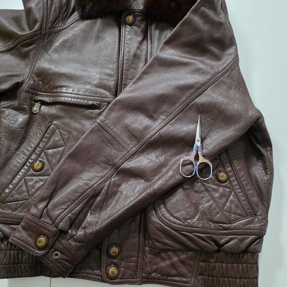 Santa Barbara Polo Racquet Club Leather Jacket Men 50 Brown LS Equestrian Vtg - Picture 14 of 16